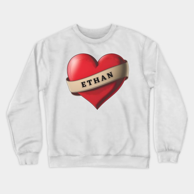 Ethan - Lovely Red Heart With a Ribbon Crewneck Sweatshirt by Allifreyr@gmail.com